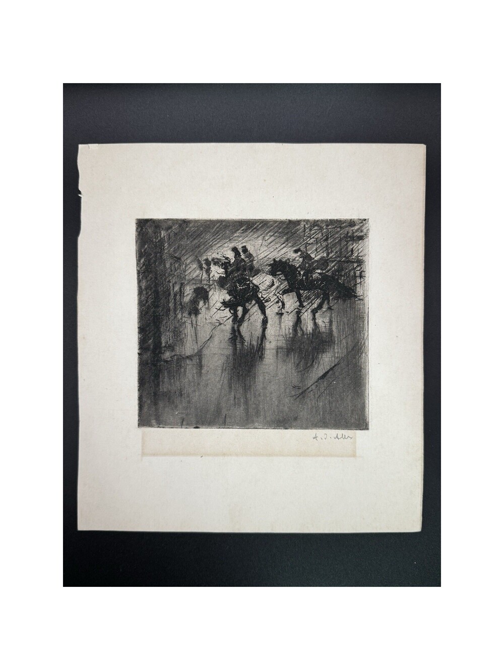 Adolf Jelinek Alex Original Signed Etching Riders On Horseback 20th Century Art